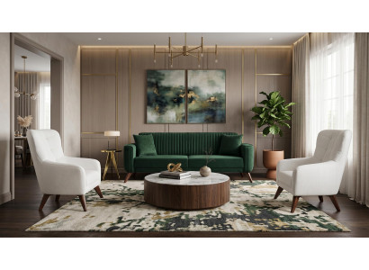 Weiß-grünes Sofa-Set Sofas Wohnzimmergarnitur Stoffsofas modern