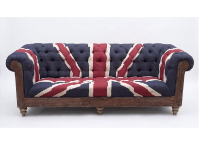 Union Jack 3 Sitzer Sofa Chesterfield British Style Vintage Dunkelblau