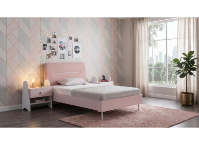 Weiß-rosa Jugendzimmer Bett Nachttische Kinderzimmer modern Mädchen