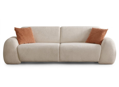 3 Sitzer Sofa Modern Beige Kuschelig Plüschig Komfortabel Breit