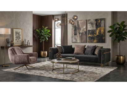 Wohnzimmer Set 3 Sitzer Sofa Sessel Modern Schwarz Raffiniert