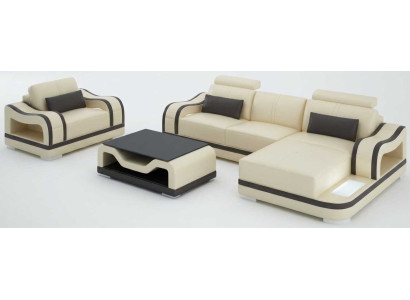 Beiges Ecksofa L Form Sessel Couchtisch Modern Komfort Wohnzimmer
