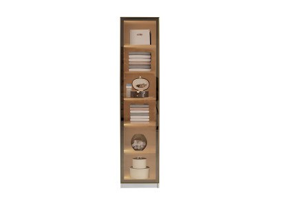 Vitrine Schrank Modern Beige Glas Design Luxus Beleuchtung Regal