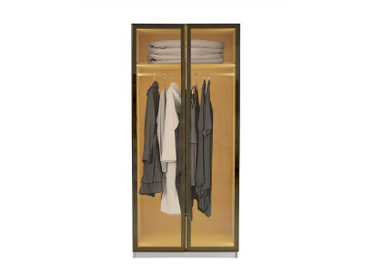 Vitrine Schrank Modern Beige Glas Design Luxus Beleuchtung