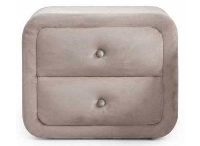 Weicher Nachttisch Velours Zwei Schubladen Abgerundeten Ecken Beige