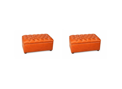 Zwei Chester Polsterhocker Kunstleder Wohnzimmer Modern Elegant Design