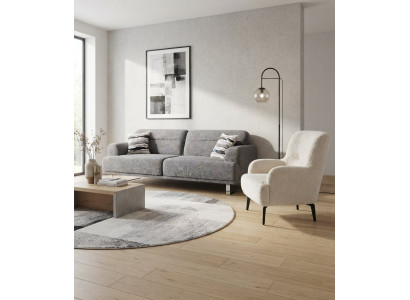 Wohnzimmer-Set Schlafsofa Grau Sessel Hoher Rückenlehne Weiß