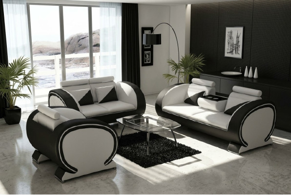 Ledersofa Sofa mit Barfunktion Designer Garnitur Couch Sofa 3 Sitzer Relaxcouch