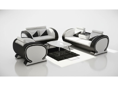 Ledersofa Sofa mit Barfunktion Designer Garnitur Couch Sofa 3 Sitzer Relaxcouch