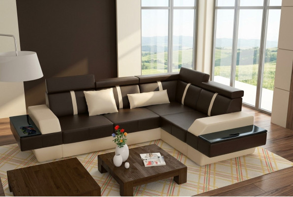 Designer Ledersofa Wohnlandschaft Polster Couch Sofa Ecksofa Eckcouch Ledercouch