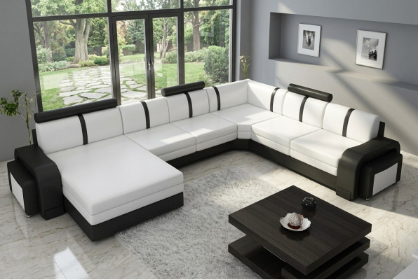 Designer Wohnlandschaft Sofa Polster Ledersofa Ecksofa Couch Ledergarnitur NEU
