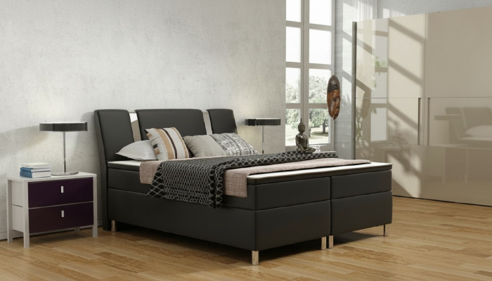 Boxspringbett Hotel Betten Polster Leder Bett inkls. Matratze & Visco Lederbett