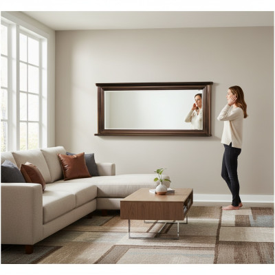 Klassischer Designer Echten Holz Rahmen XXL Spiegel 157x71 Spiegel - Model W-L1