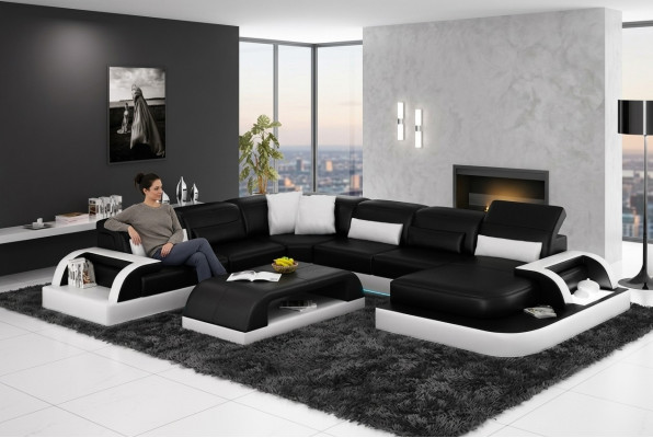 Ledersofa Couch Wohnlandschaft Ecksofa Eck Garnitur Design Modern Neu Sofa L6012