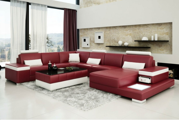 Ledersofa Couch Wohnlandschaft Ecksofa Eck Garnitur Design Modern Neu Sofa L6013