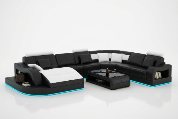 Ledersofa Couch Wohnlandschaft Ecksofa Eck Garnitur Design Modern Sofa L6015B