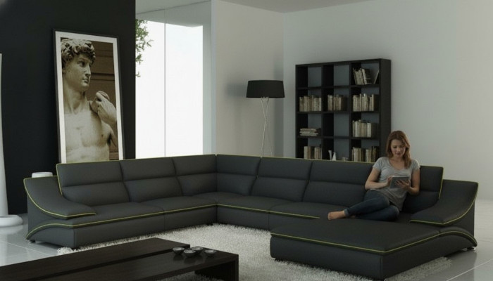 Ecksofa Ledersofa Polster Wohnlandschaft Couch Sitz Eck Garnitur U Form EltmannG