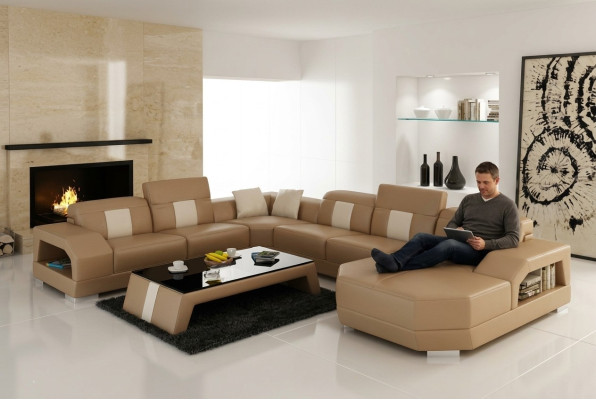 Ledersofa Couch Wohnlandschaft Ecksofa Eck Garnitur Design Modern Sofa R7003 Neu