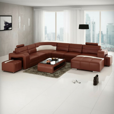 Wohnlandschaft Couch Polster Eck Garnitur Designer Ledersofa Big Sofa Neu PISA
