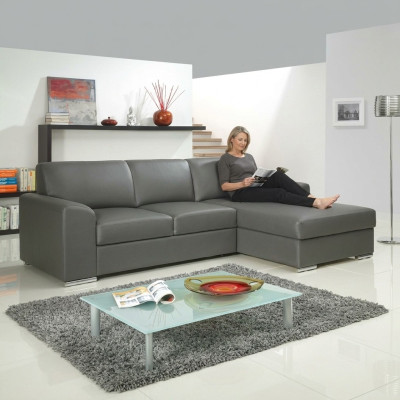 Innovation im Wohnzimmer Ecksofas mit Stoffpolsterung und ausziehbarer Schlaffunktion