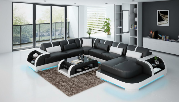 Ledersofa Couch Wohnlandschaft Ecksofa Eck Garnitur Design Modern Sofa