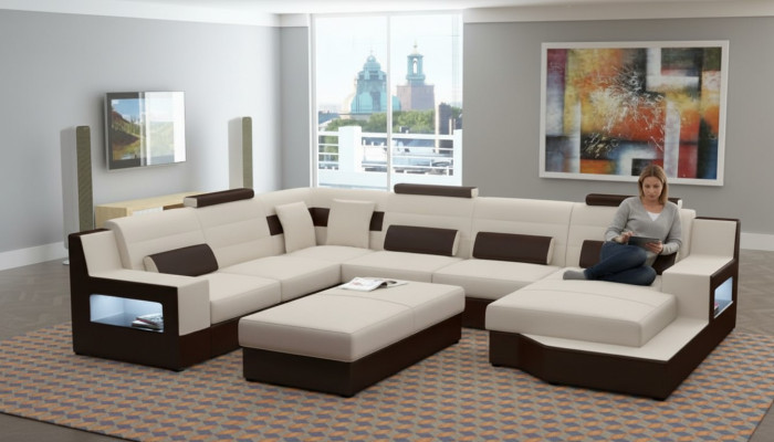 Wohnlandschaft Ecksofa Sofa Couch Polster Garnitur Ledersofa Schlafsofa