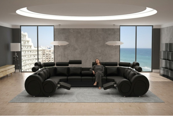 Ecksofa Ledersofa Polster Couch XXL Big Wohnlandschaft Ledersofa Sofa Berlin 6