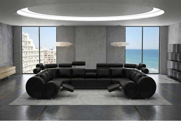 Ecksofa Ledersofa Polster Couch XXL Big Wohnlandschaft Ledersofa Sofa Berlin 6