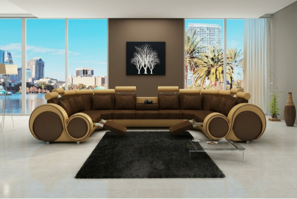 Ecksofa Wohnlandschaft Polster Couch Sitz Eck Garnitur Textil Leder Stoff XXL