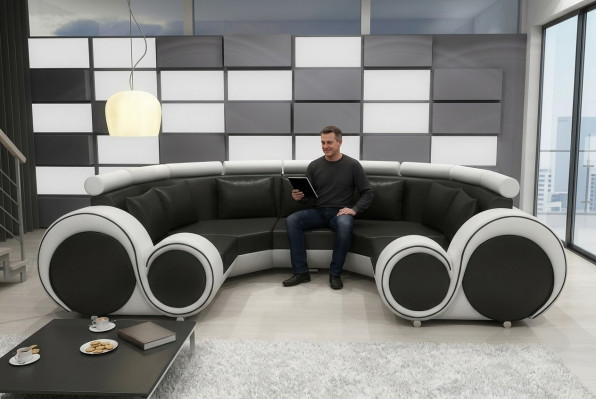 Exklusives Modernes Ledersofa aus Premium Kunstleder mit Holzrahmen