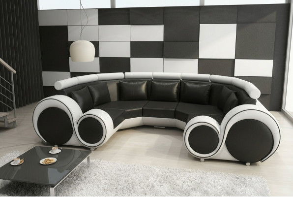 Exklusives Modernes Ledersofa aus Premium Kunstleder mit Holzrahmen