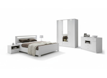 KOMPLETTES  SCHLAFZIMMER SET SCHRANK BETT BETTEN MIT  LED NEU  KOMMODE NEW YORK