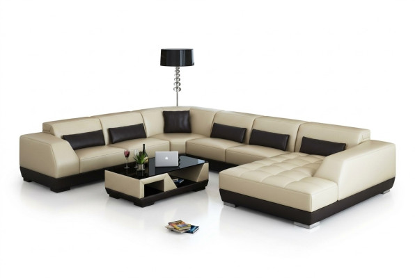 Modern Ledersofa Couch Wohnlandschaft Ecksofa Dekor Eck Design Garnitur