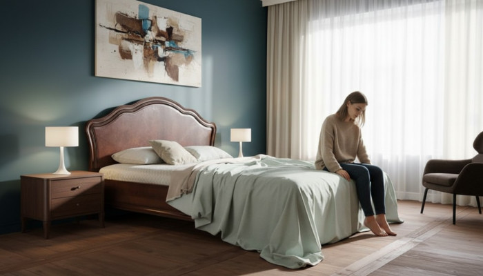 Klassisches Bett Ehebett Doppelbett Lederbett Chippendale Schlafzimmer Verona V