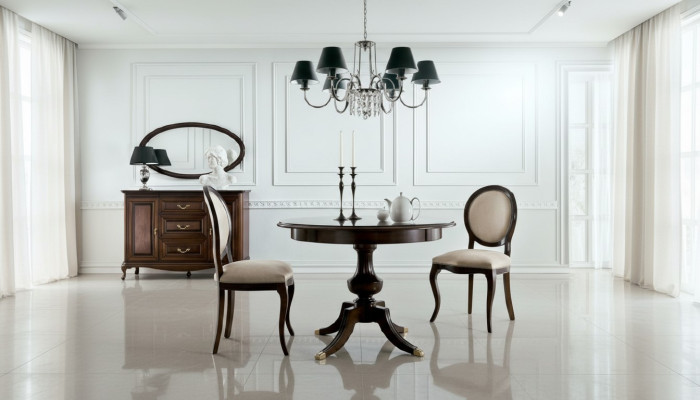 Klassischer Tisch mit 2 Stühlen Royal Stühle Tische Rundtisch Holztisch - Verona