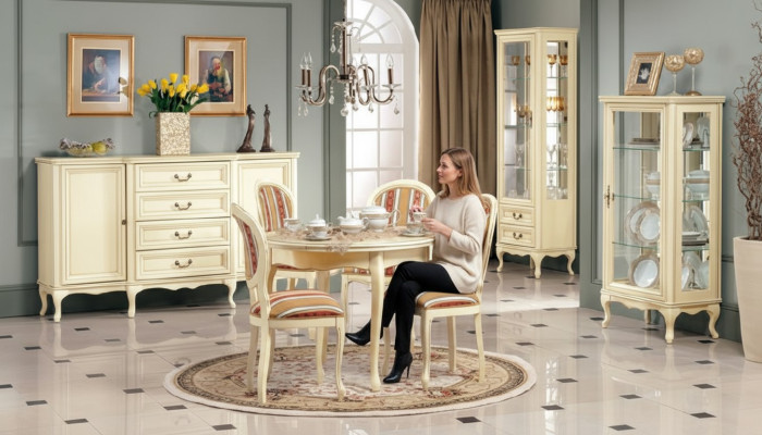 Klassisches Esszimmer Kommode Tisch Stühle Vitrine König Chippendale Wersal1