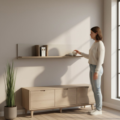 Klassische Wohnwand Schranksystem Wohnzimmer Schrank Regale Regalsystem CM-P1