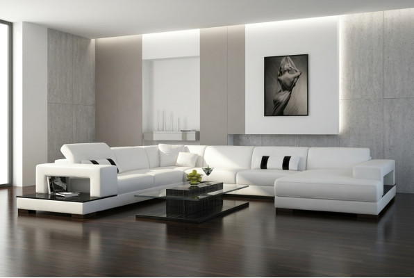 Wohnlandschaft Couch Polster Eck Garnitur Designer Ledersofa Big Sofa Neu