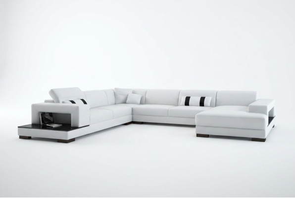 Wohnlandschaft Couch Polster Eck Garnitur Designer Ledersofa Big Sofa Neu