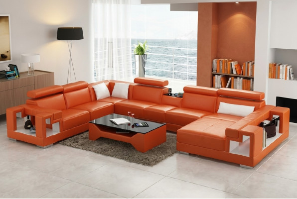 Ledersofa Wohnlandschaft Ecksofa Couch Sofa Eck Garnitur Ecke XXL Big 2710A