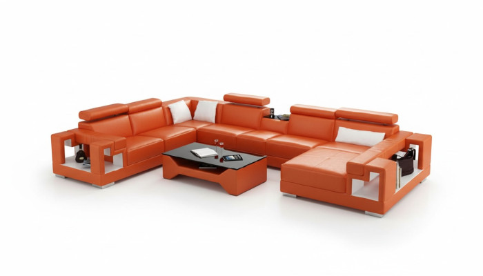 Ledersofa Wohnlandschaft Ecksofa Couch Sofa Eck Garnitur Ecke XXL Big 2710A
