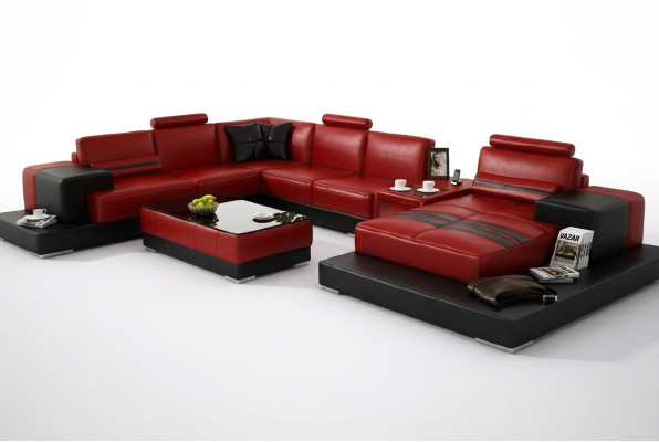 Wohnlandschaft Couch Polster Eck Garnitur Ledersofa Big Sofa Ecksofa Neu 2725A