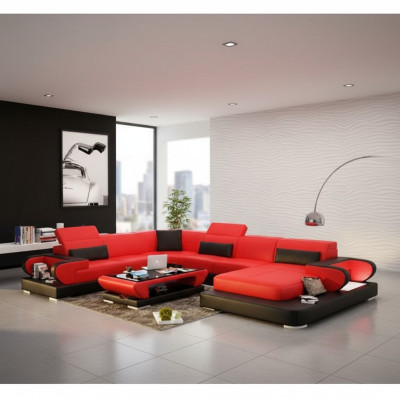 Ledersofa Polster Sitz Couch Garnitur Ecksofa Sofa Couch Wohnlandschaft Detmold