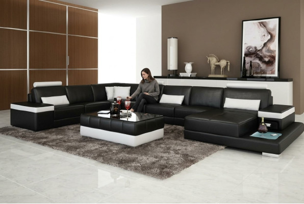 Design XXL Ledersofa "Premium Comfort" mit hochwertigem Kunstleder 