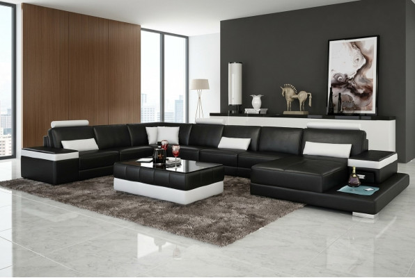 Design XXL Ledersofa "Premium Comfort" mit hochwertigem Kunstleder 