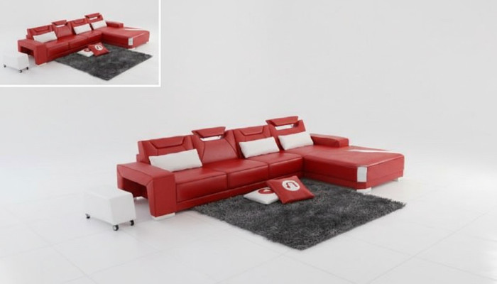 Wohnlandschaft Polster Ecke Eck Sofa Couch Garnitur Landschaft Leder PH739B Neu