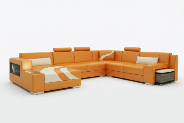 Wohnlandschaft Couch Polster Eck Garnitur Designer Ledersofa Big Sofa Neu V015A