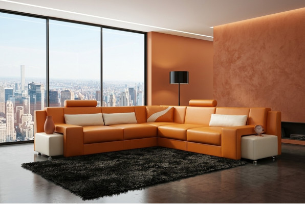 Wohnlandschaft Polster Ecke Eck Sofa Sitz Couch Garnitur Landschaft Leder V015B