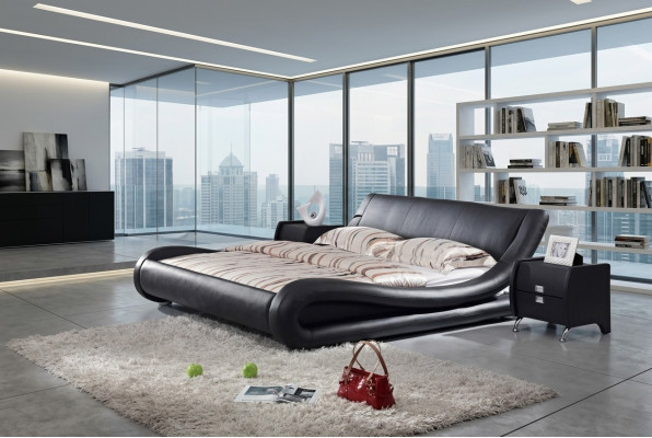 XXL Doppelbett Lederbett Bett Betten Leder Leder Polster Ehe Designer Neu