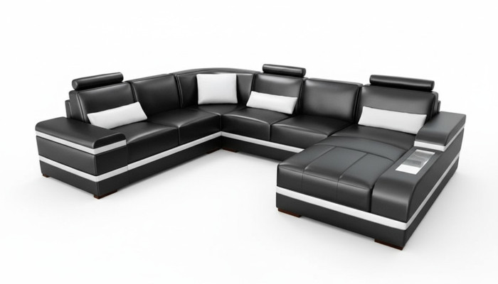 Ecksofa Ledersofa Big XXL U Form Wohnlandschaft Sofa Couch Garnitur Neu H2218